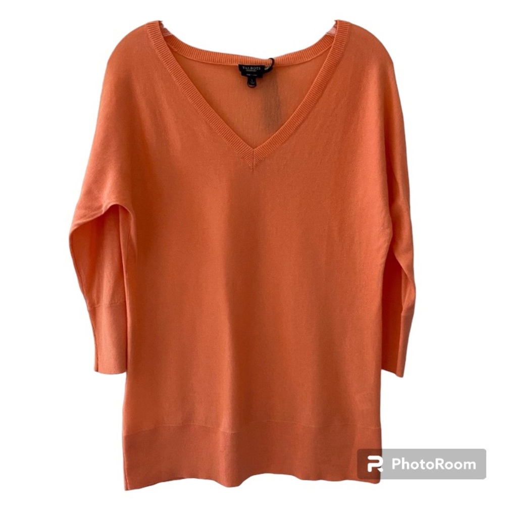Talbots Light Orange V-Neck Sweater Size Large New With Tags